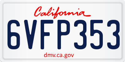 CA license plate 6VFP353
