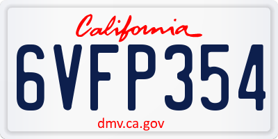 CA license plate 6VFP354