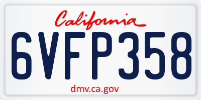 CA license plate 6VFP358