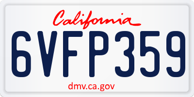 CA license plate 6VFP359