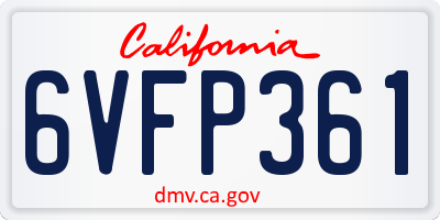 CA license plate 6VFP361