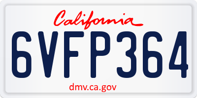 CA license plate 6VFP364