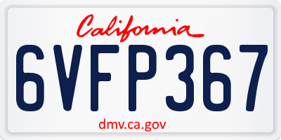 CA license plate 6VFP367