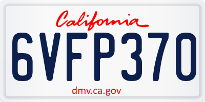 CA license plate 6VFP370
