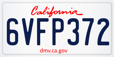 CA license plate 6VFP372