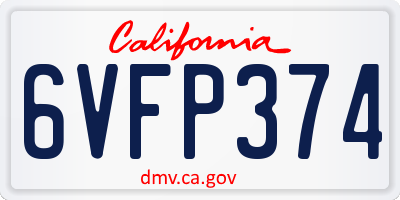 CA license plate 6VFP374