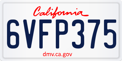 CA license plate 6VFP375
