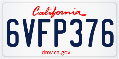 CA license plate 6VFP376