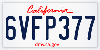 CA license plate 6VFP377