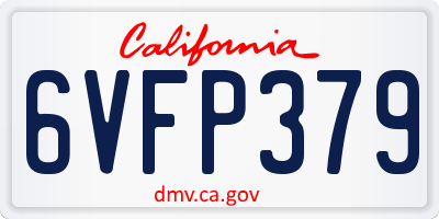 CA license plate 6VFP379