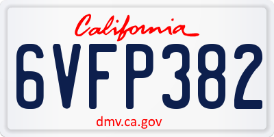 CA license plate 6VFP382