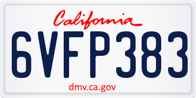 CA license plate 6VFP383