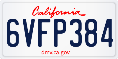CA license plate 6VFP384