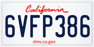 CA license plate 6VFP386