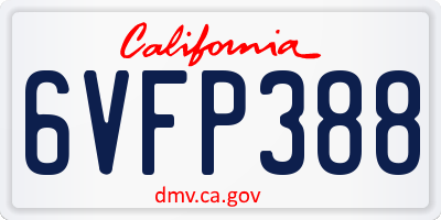 CA license plate 6VFP388