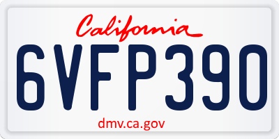 CA license plate 6VFP390