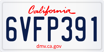 CA license plate 6VFP391