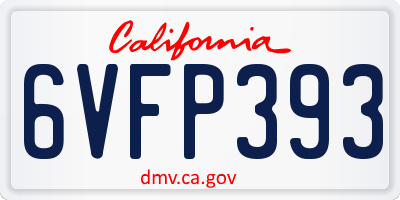 CA license plate 6VFP393