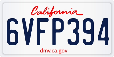 CA license plate 6VFP394