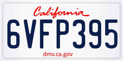 CA license plate 6VFP395