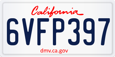 CA license plate 6VFP397