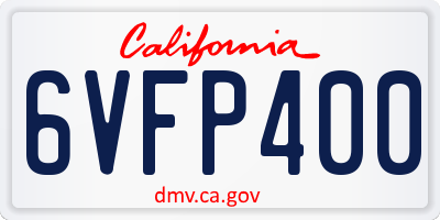 CA license plate 6VFP400