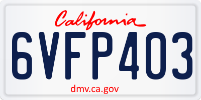 CA license plate 6VFP403