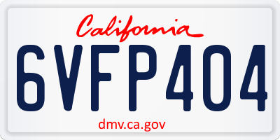 CA license plate 6VFP404