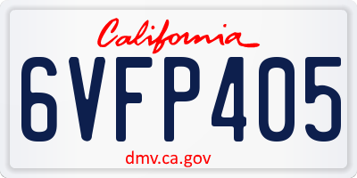 CA license plate 6VFP405