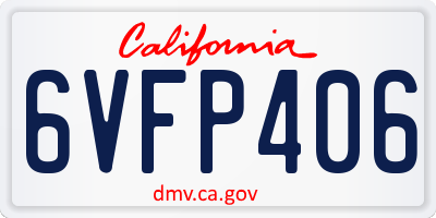 CA license plate 6VFP406