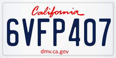 CA license plate 6VFP407