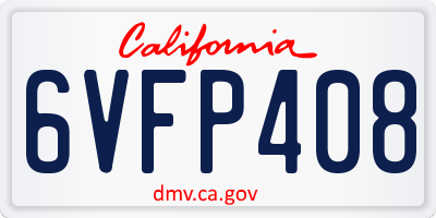 CA license plate 6VFP408