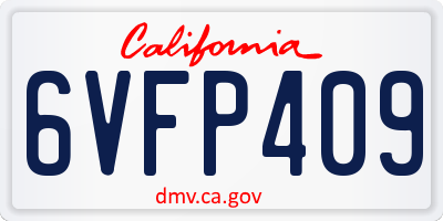 CA license plate 6VFP409