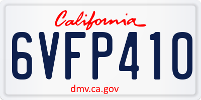 CA license plate 6VFP410