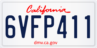 CA license plate 6VFP411