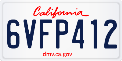 CA license plate 6VFP412