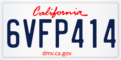 CA license plate 6VFP414