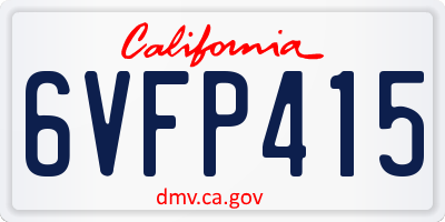 CA license plate 6VFP415