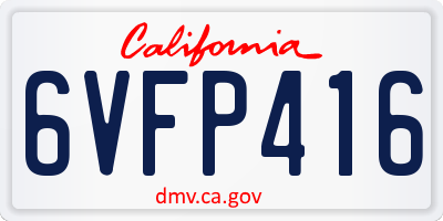 CA license plate 6VFP416