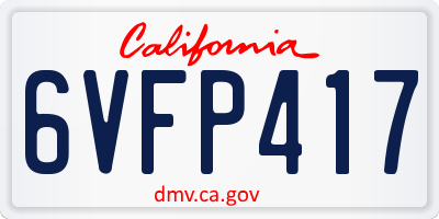 CA license plate 6VFP417