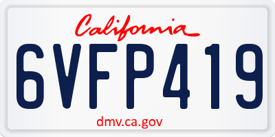 CA license plate 6VFP419