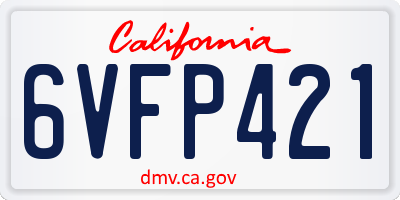 CA license plate 6VFP421