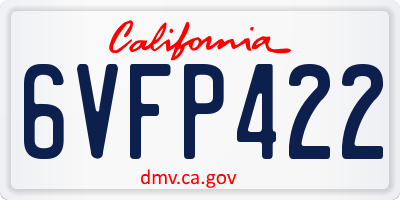CA license plate 6VFP422