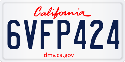 CA license plate 6VFP424