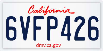 CA license plate 6VFP426