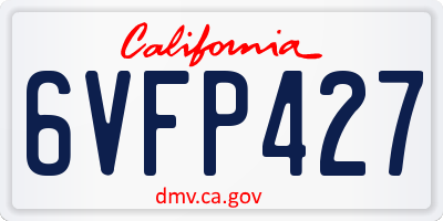 CA license plate 6VFP427