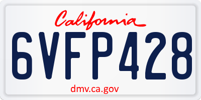 CA license plate 6VFP428