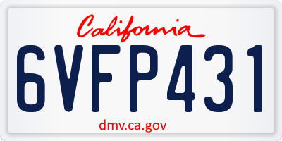 CA license plate 6VFP431