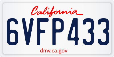 CA license plate 6VFP433