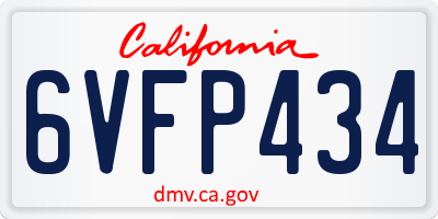CA license plate 6VFP434
